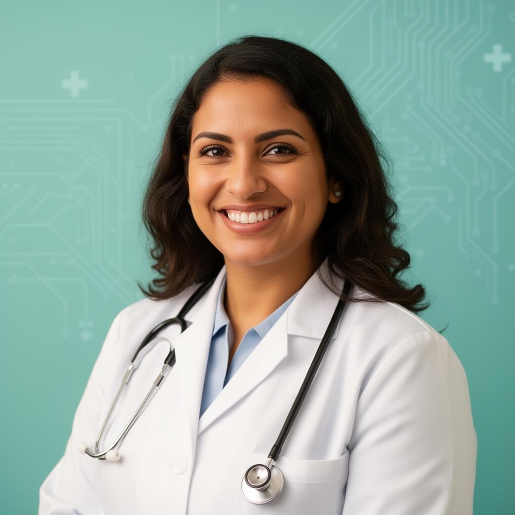Doctora profesional con IA médica